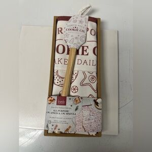 Red and White Apron and Spatula Set